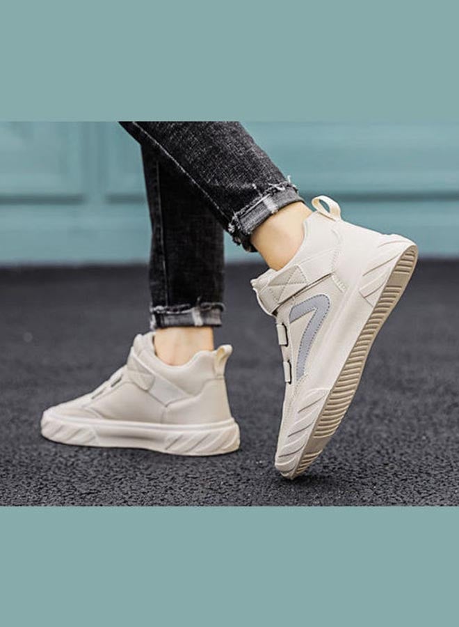 Beauenty Autumn Korean Breathable Xiaobai Versatile High Top Sneakers Beige  - Image 3