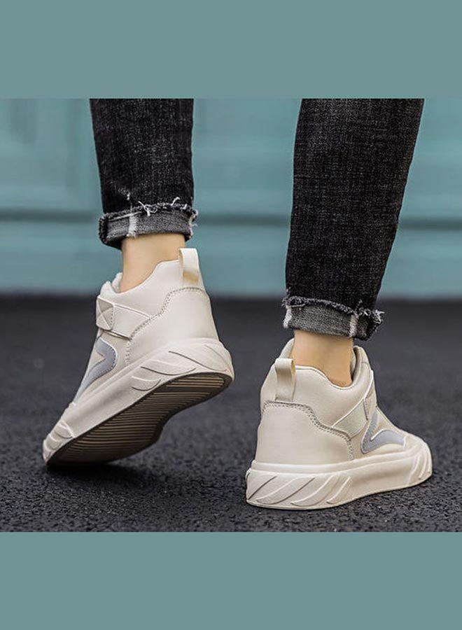 Beauenty Autumn Korean Breathable Xiaobai Versatile High Top Sneakers Beige  - Image 4