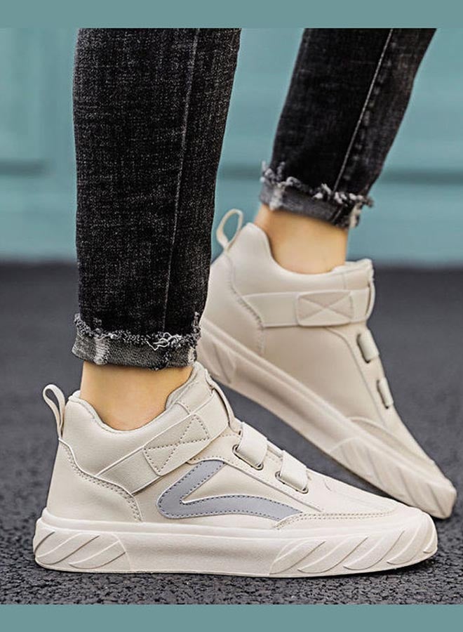 Beauenty Autumn Korean Breathable Xiaobai Versatile High Top Sneakers Beige  - Image 5