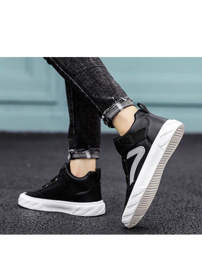 Beauenty Autumn Korean Breathable Xiaobai Versatile High Top Sneakers Black  - Image 5