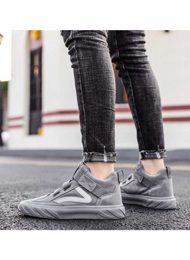 Beauenty Autumn Korean Leisure Fashion Breathable High Top Slip-On Shoes Grey - Image 3