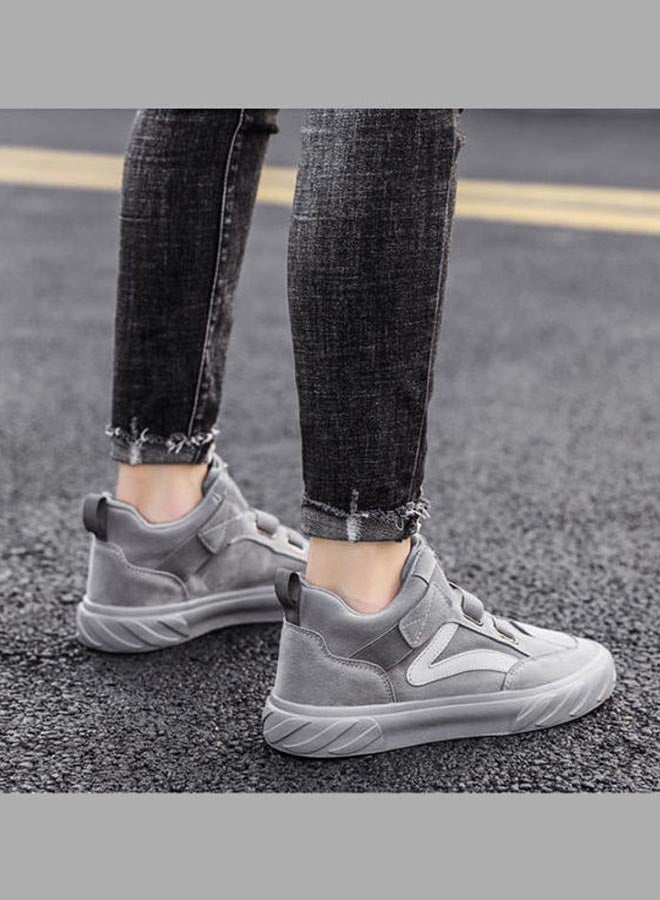 Beauenty Autumn Korean Leisure Fashion Breathable High Top Slip-On Shoes Grey - Image 5