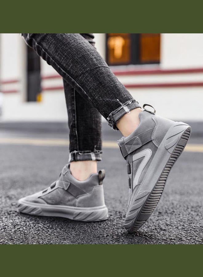 Beauenty Autumn Korean Leisure Fashion Breathable High Top Slip-On Shoes Grey - Image 2