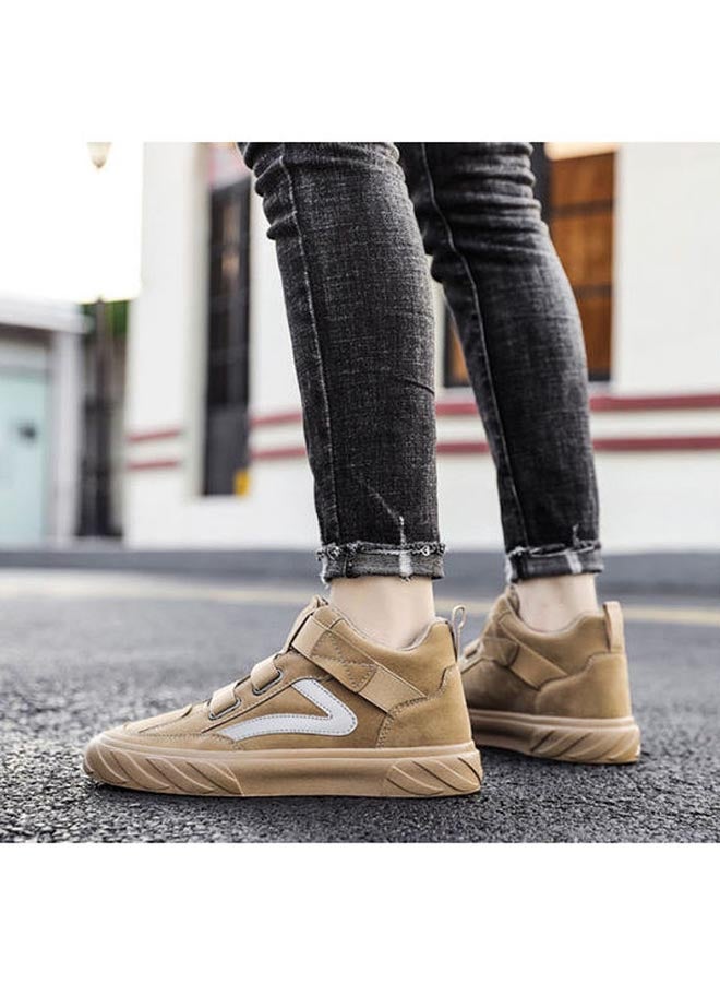 Beauenty Autumn Korean Leisure Fashion Breathable High Top Slip-On Shoes Brown - Image 4