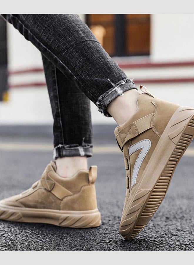 Beauenty Autumn Korean Leisure Fashion Breathable High Top Slip-On Shoes Brown - Image 5