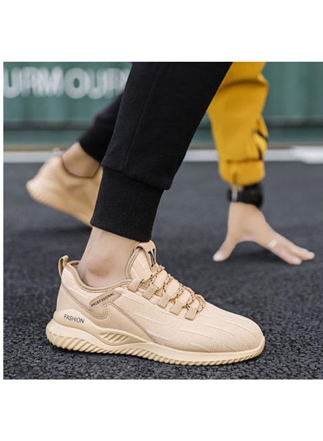 Beauenty - Winter Plush Korean Fashion Flying Mesh Detail Running Shoes Beige - Image 1
