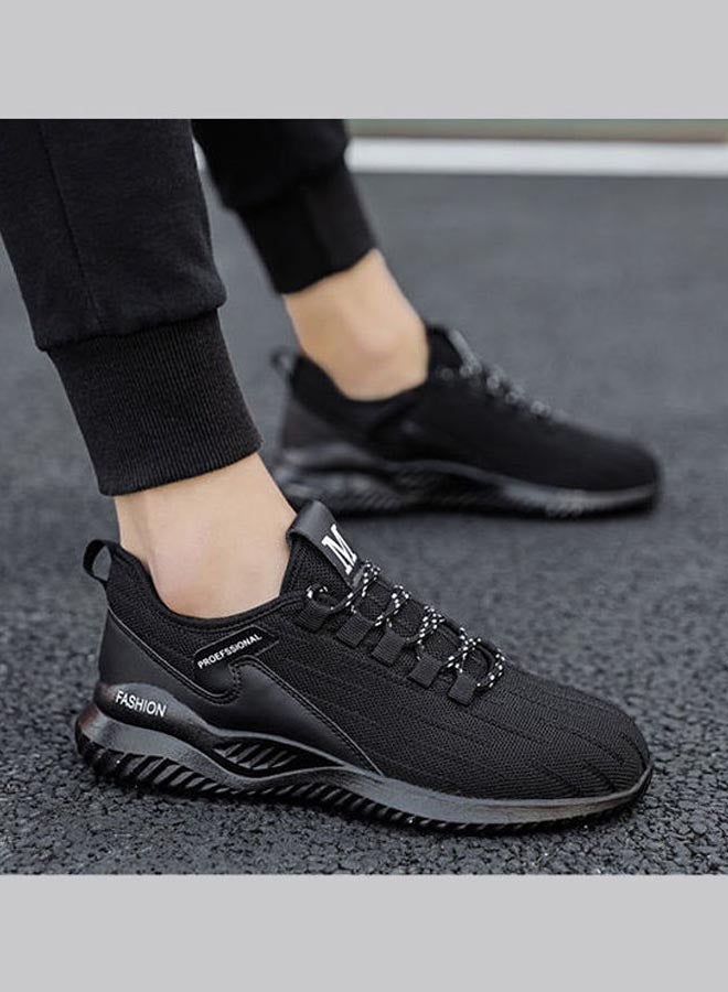 Beauenty - Winter Plush Korean Fashion Flying Mesh Detail Running Shoes Black - Image 1