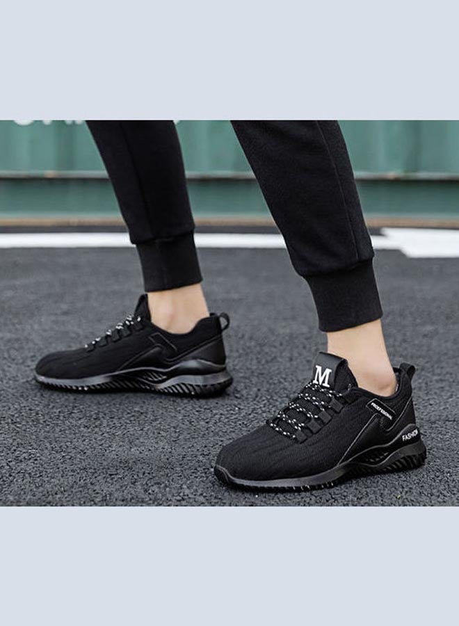Beauenty - Winter Plush Korean Fashion Flying Mesh Detail Running Shoes Black - Image 1