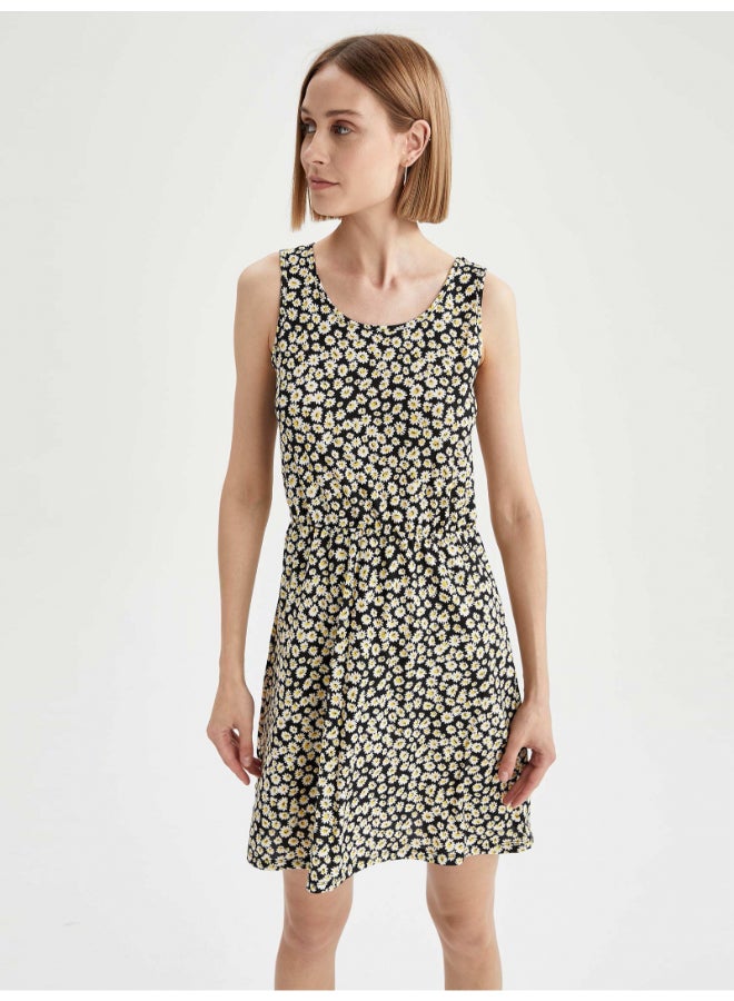 DeFacto Floral Printed Round Neck Sleeveless Dress Multicolour - Image 1