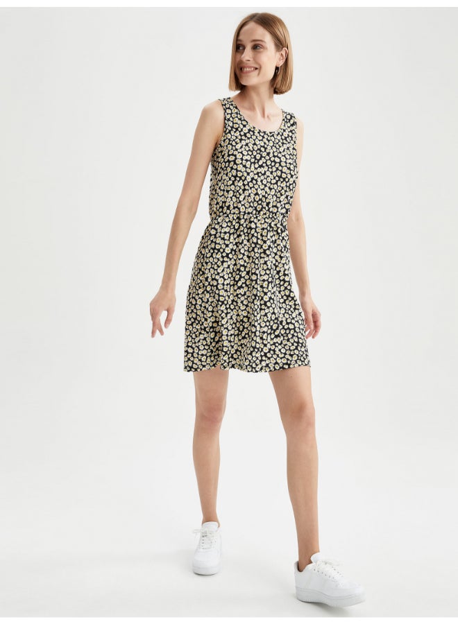 DeFacto Floral Printed Round Neck Sleeveless Dress Multicolour - Image 3