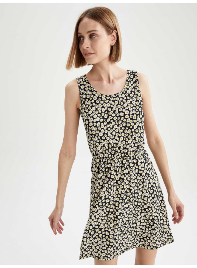 DeFacto Floral Printed Round Neck Sleeveless Dress Multicolour - Image 5