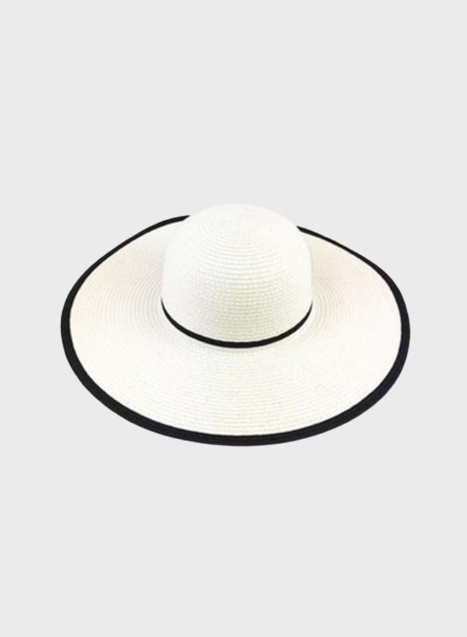 Beauenty Wide Brim Straw Hat White/Black
