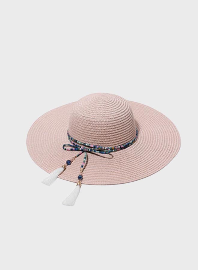Beauenty Wide Brim Straw Hat Pink 