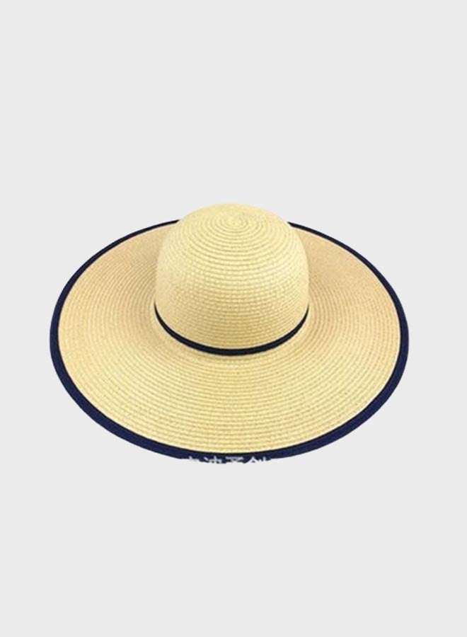 Beauenty Wide Brim Straw Hat Beige/Black 