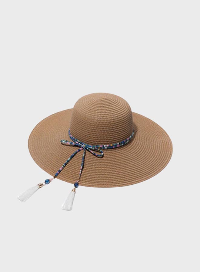 Beauenty Wide Brim Straw Hat Brown/Blue