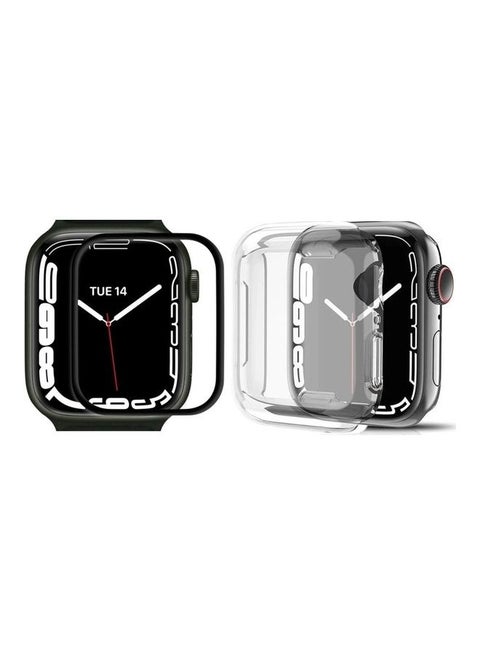 2-Pack Screen Protector With Protective Case 45mm For Apple Watch Series 7 45mm Clear