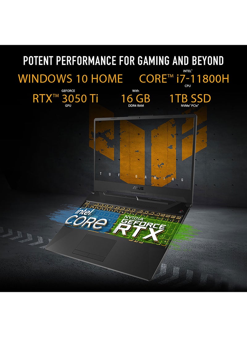 ASUS - TUF Gaming F15 FX506HEB-HN154T Laptop With 15.6-Inch Full HD Display, Core i7-11800H Processor / 16GB RAM / 1TB SSD / 4GB NVIDIA GeForce RTX 3050 Ti / Windows 10 Home /International Version English/Arabic Eclipse Gray - Image 1