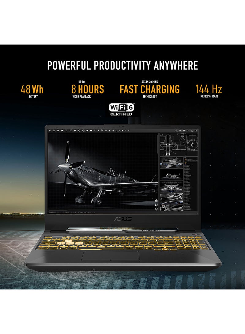 ASUS - TUF Gaming F15 FX506HEB-HN154T Laptop With 15.6-Inch Full HD Display, Core i7-11800H Processor / 16GB RAM / 1TB SSD / 4GB NVIDIA GeForce RTX 3050 Ti / Windows 10 Home /International Version English/Arabic Eclipse Gray - Image 1