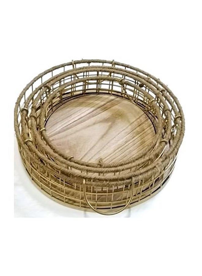 Creative - 4-Piece Wooden Flower Designed Tray Brown - Image 1