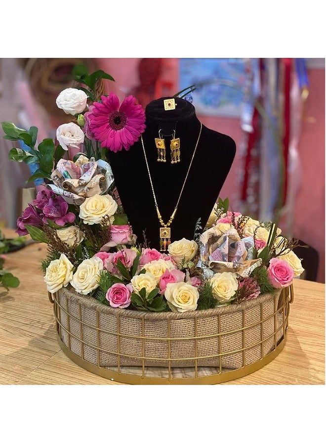 Creative - 4-Piece Wooden Flower Designed Tray Brown - Image 1