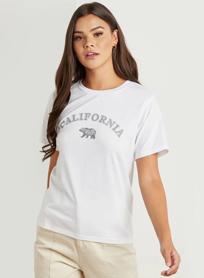 Closet By Styli California Graphic Printed T-Shirt White/Grey