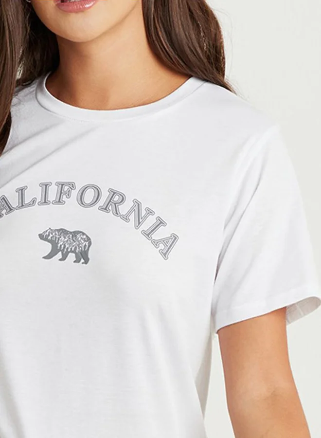 Closet By Styli California Graphic Printed T-Shirt White/Grey