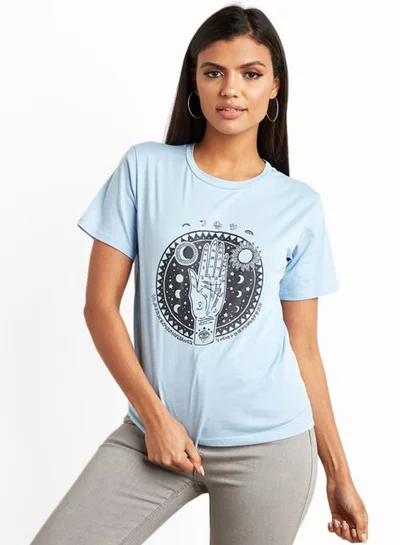 Closet By Styli Palm Graphic Printed T-Shirt Blue/Black