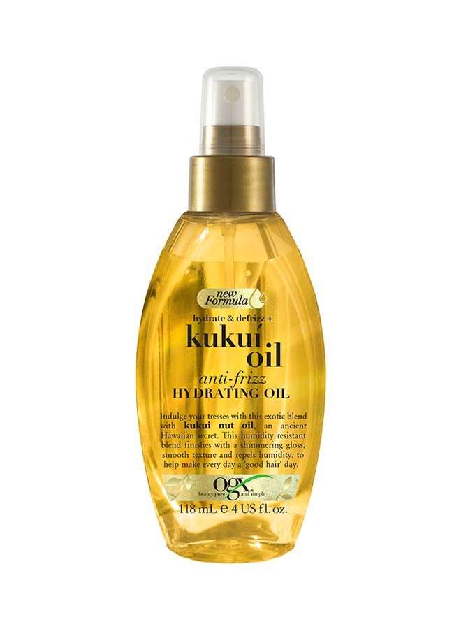 Ogx - Hair Oil, Hydrate & Defrizz+ Kukuí Oil, Anti-Frizz Hydrating, Spray - Yellow 118ml - Image 1