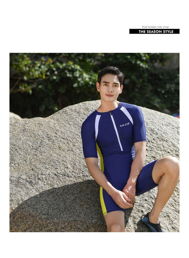 Beauenty Colour Blocked Short Sleeves Swimwear Blue/White/Yellow  - Image 2