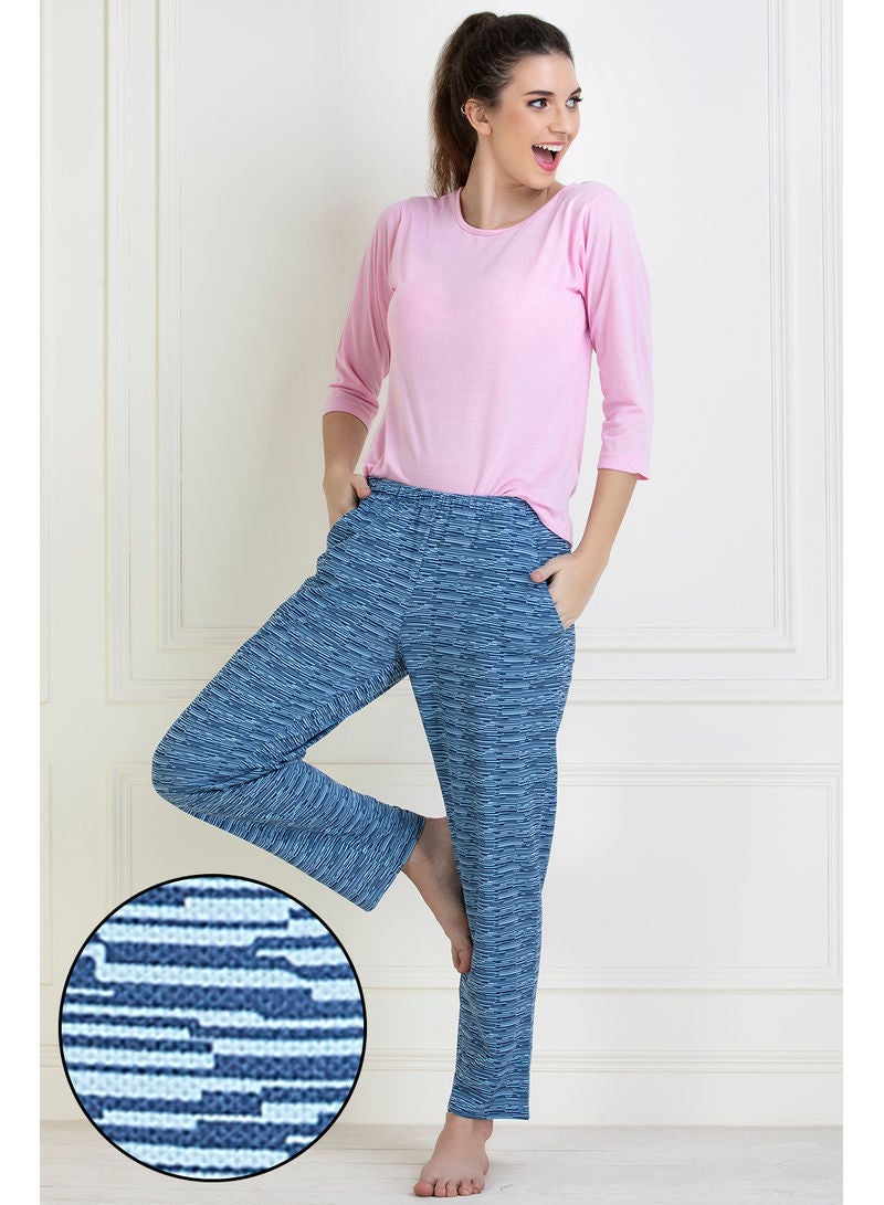 كلوفيا Chic Basic Top And Pyjama Set Pink/Blue - Image 4