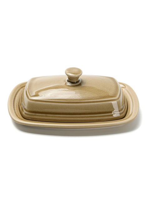 Stylish Ceramic Butter Dish Brown 20x14x7cm