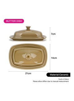 Fissman Stylish Ceramic Butter Dish Brown 20x14x7cm  - Image 3