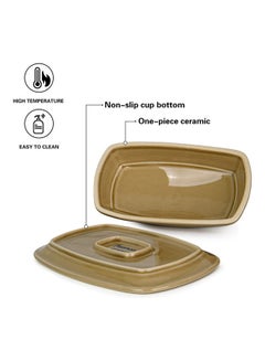Fissman Stylish Ceramic Butter Dish Brown 20x14x7cm  - Image 4