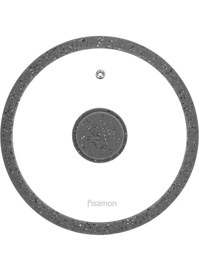 Fissman Glass Lid Arcades With Marbling Silicone Rim Grey 20cm  - Image 1