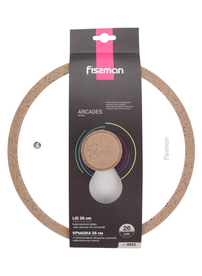 Fissman Glass Lid Arcades With Silicone Rim Transparent with Silicone Rim 26cm  - Image 2