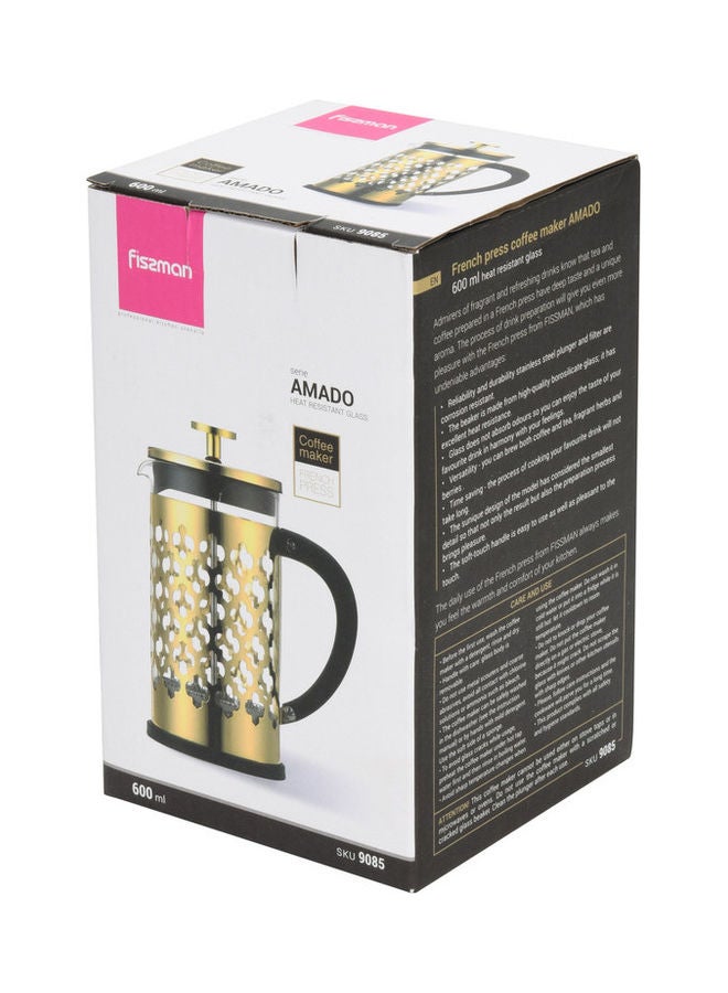 فيسمان مكبس قهوة فرنسي لصنع القهوة من زجاج البوروسيليكات من سلسلة أمادو ذهبي/ أسود 600ملليلتر - Image 4