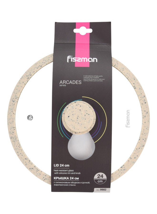 Fissman Glass Lid Arcades With Marble Silicone Rim Marble 24cm  - Image 2