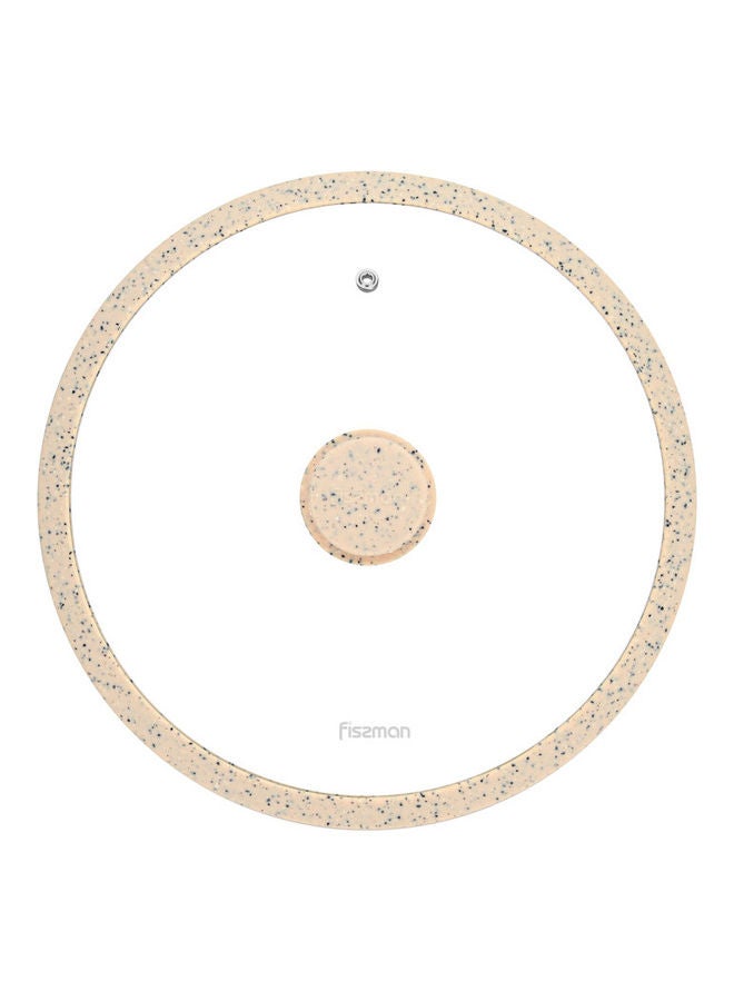 Fissman Glass Lid Arcades With Beige Silicone Rim Beige 28cm  - Image 1