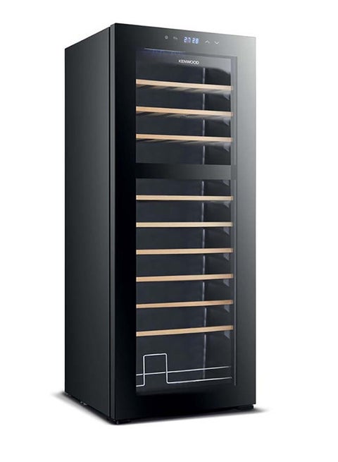 Beverage Cooler 55 Bottles Wine Cooler With Dual Temperature Zone, Double Glass Door, Blue Light, Smart Temperature Control 55 L 85 W BCW55.000BK Black