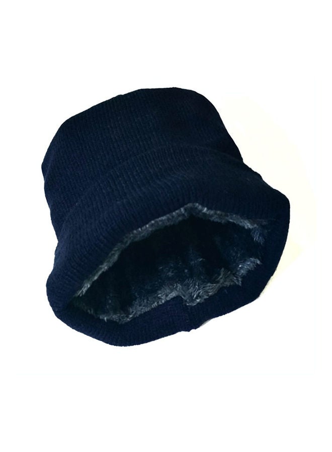 Wool Winter Baded Ice Cap Beanie Dark Blue 