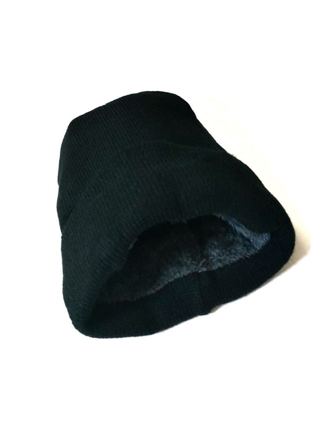 Wool Winter Baded Ice Cap Beanie Black 