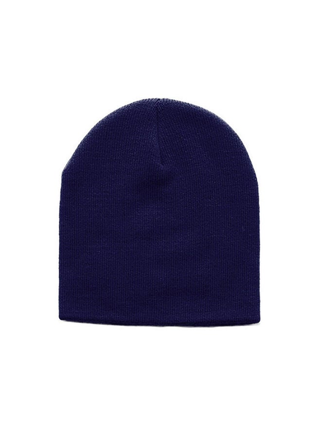 Wool Winter Baded Ice Cap Beanie Dark Blue 