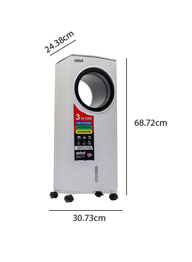 سانفورد مبرد هواء 3 في 1 رقمي محمول من دون شفرات | جهاز ترطيب هواء | منقي هواء مع جهاز تحكم عن بعد 80 W SF8127PAC BS أبيض 