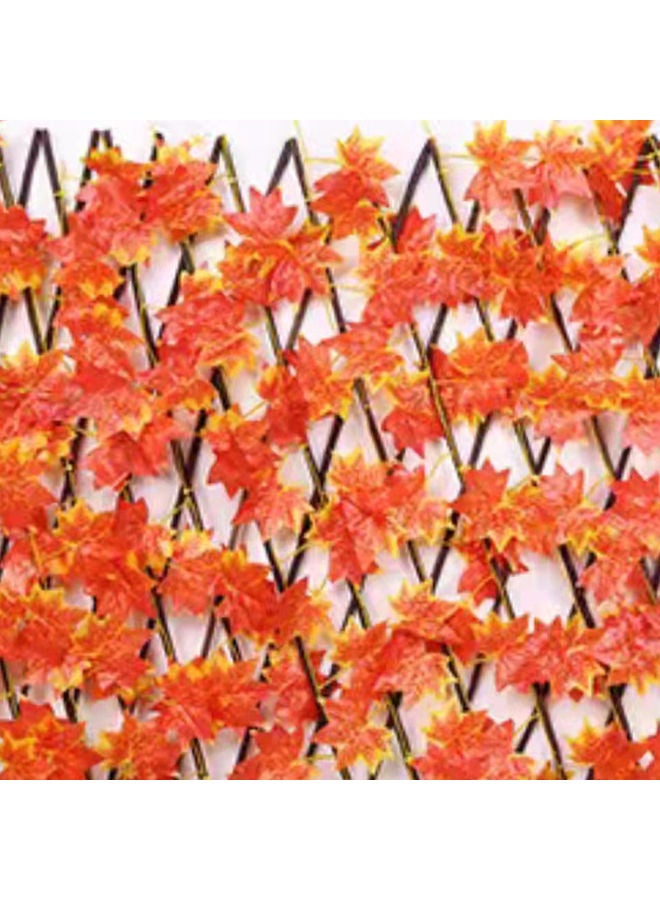 LINGWEI 2-Piece Expandable Faux Fencing Panel With Artificial Leaves Orange 100x20x3cm - Image 3