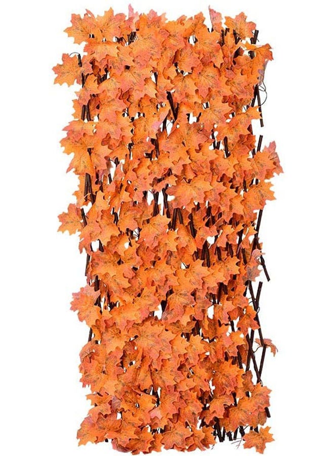 LINGWEI 4-Piece Expandable Faux Fencing Panel With Artificial Leaves Orange 120x25x3cm - Image 4