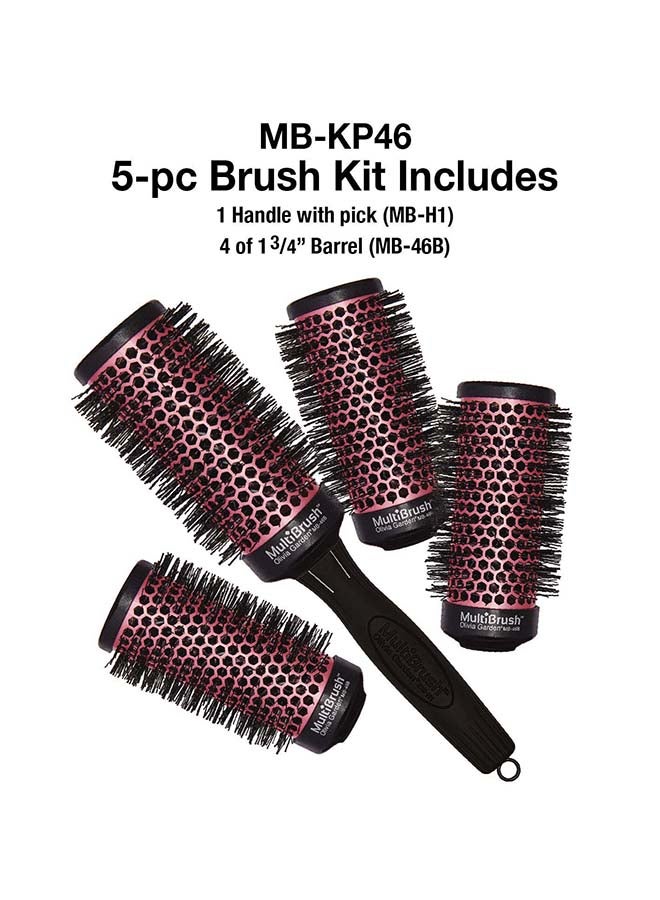 Olivia Garden 5 Pcs Set of MultiBrush Detachable Thermal Styling Hair Brush Pink/Black  - Image 3