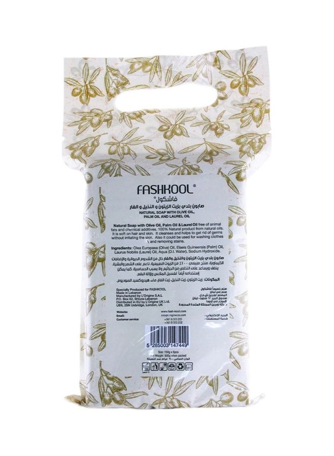 Set Of 6 Natural Soap With Olive, Palm, Laurel Oil 6x150grams