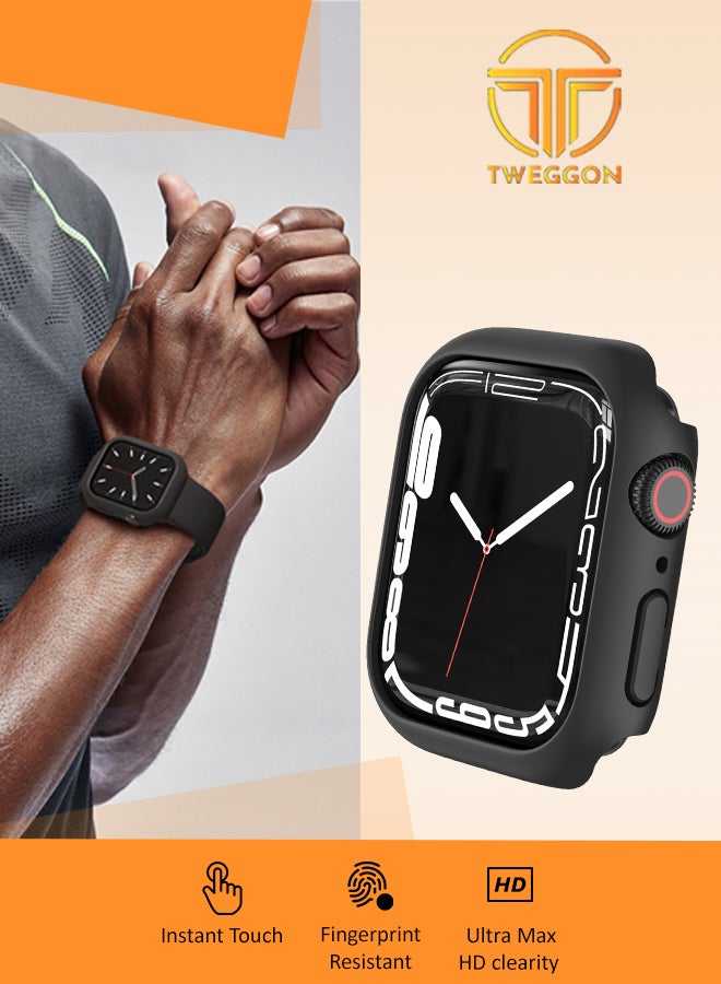 TWEGGON - Hard PC Ultra-Thin Protective Case Cover For Apple Watch Series 8 & 7 45mm Black - Image 1