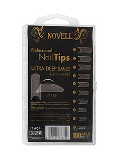 NOVELL 100 Nails 10 Sizes Professional Nail Tips Clear  - Image 1