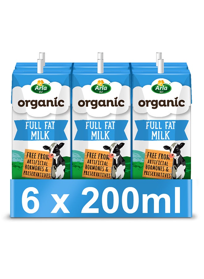 Arla Organic Full Fat Milk Plain 200ml Pack of 6 - Image 1